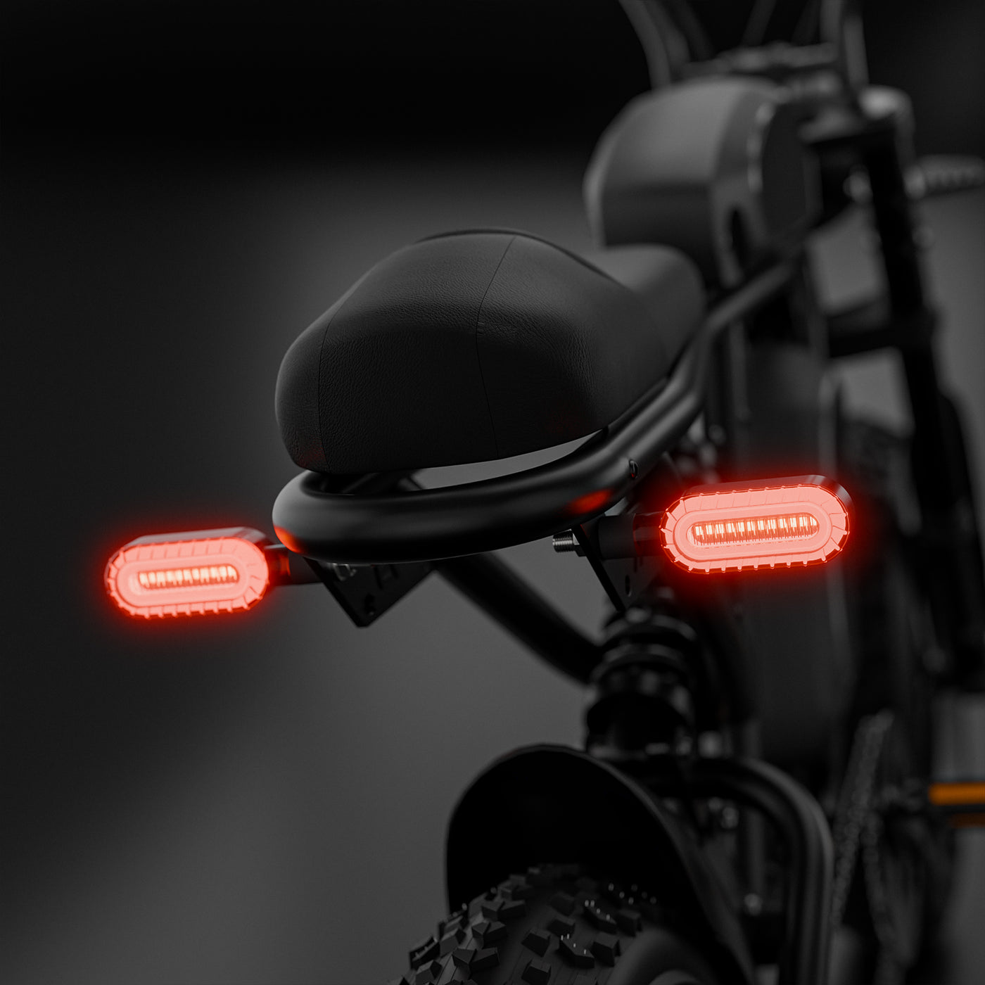 Red Constant Light + Flowing Amber Turn Signal for Super73, Ariel Rider, E-Bikes – Waterproof LED Indicator Lights (Pair)