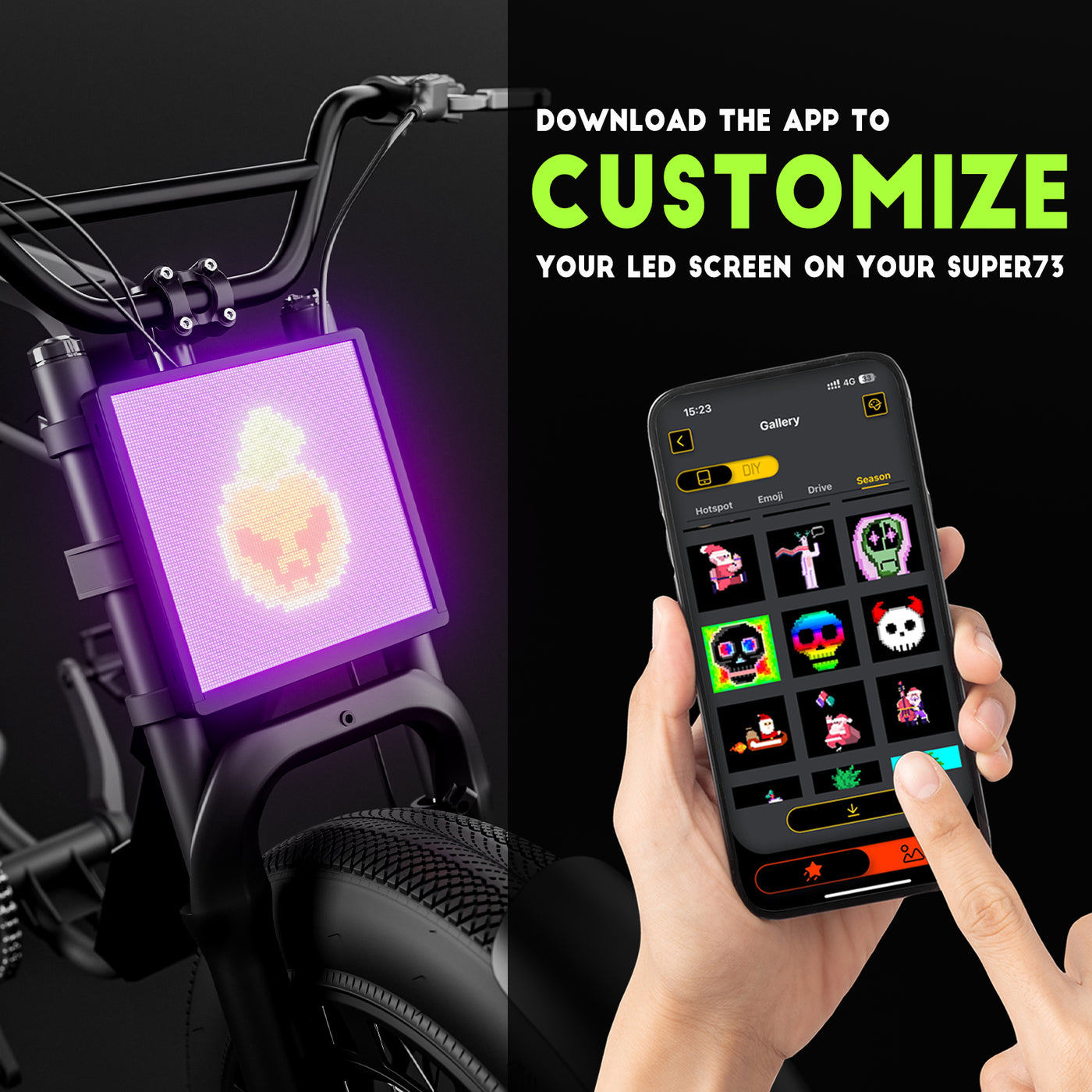 Custom LED Display Screen for E-Bike Halloween Limited Offer - Perfect for Group Ride Out!