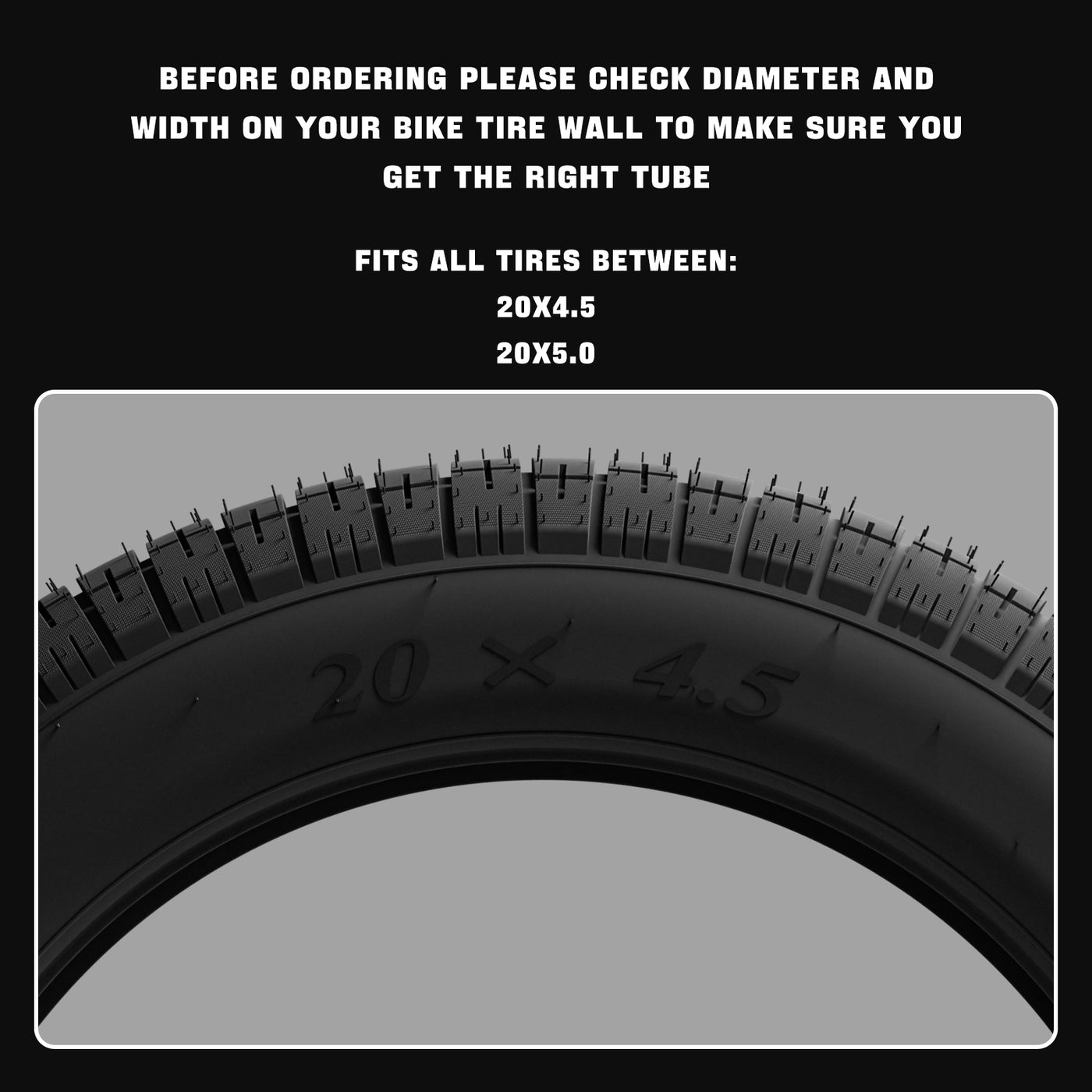 20×4.5/5.0 Fat Tire Inner Tube – Straight Valve